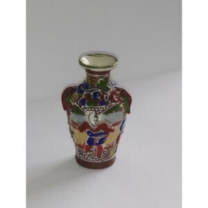 Vintage Miniature Vase Hand Painted Man Raised Paint Ceramic Succulent Planter